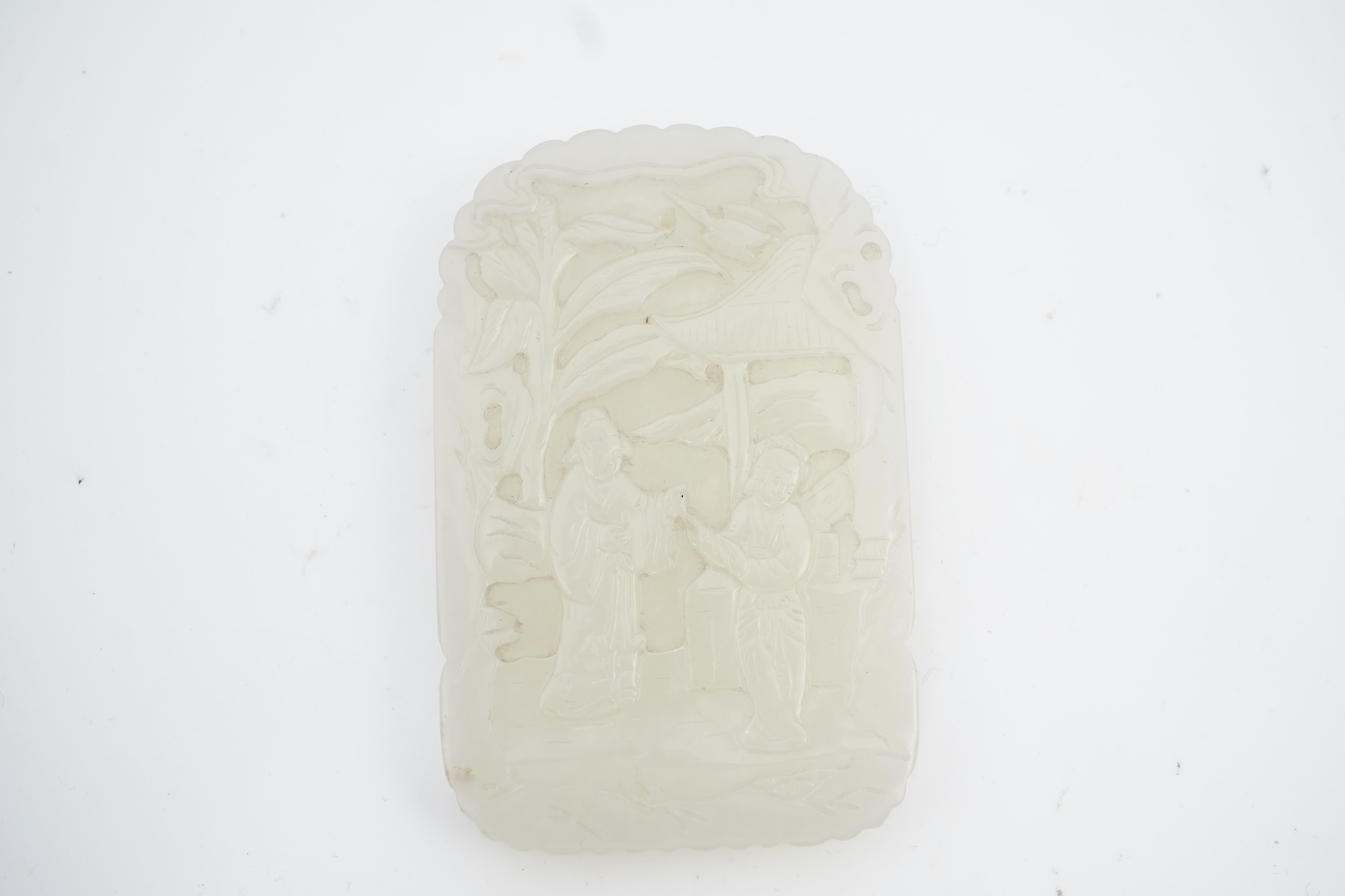A Chinese white jade pendant plaque, possibly Qing dynasty